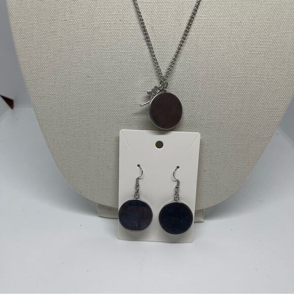 Handmade Blue White Silver Fairy Whimsical Pendant Necklace & Earring Set NWT OS - Picture 6 of 7